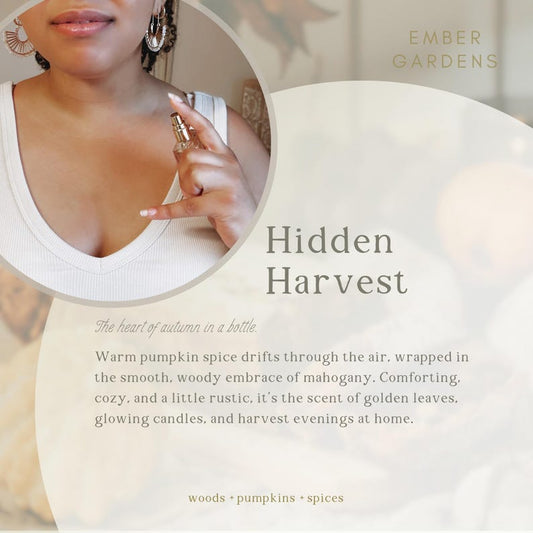 Hidden Harvest Perfume | smooth woods, soft spices, warm pumpkin - Handmade Perfume Fall Fragrance Autumn Perfume