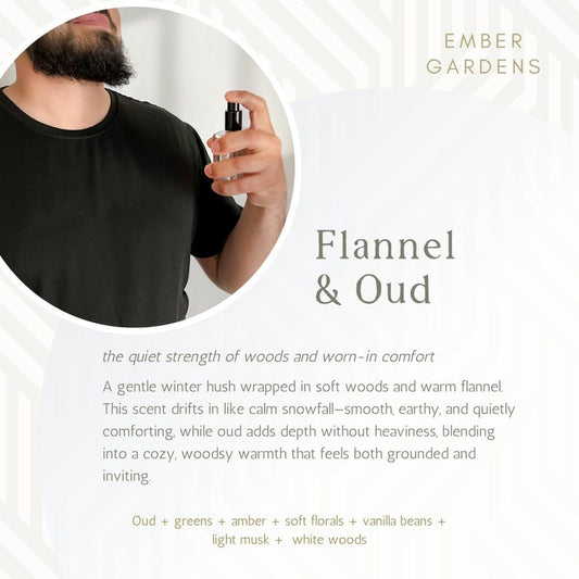 Flannel & Oud Cologne | Handmade Men's Cologne | Gift for Dad | Woody Cologne Body Spray | Gift for Him