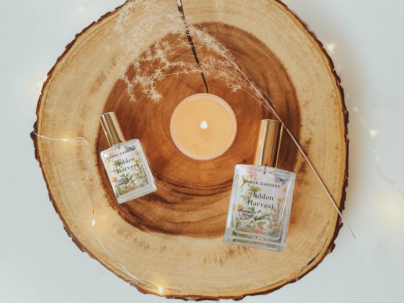 Hidden Harvest Perfume | smooth woods, soft spices, warm pumpkin - Handmade Perfume Fall Fragrance Autumn Perfume