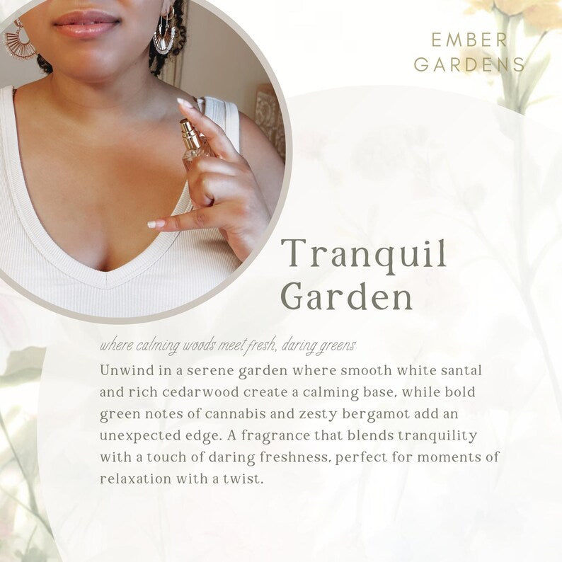 Tranquil Garden Handmade Perfume | Fresh Perfume Bergamot, Cannabis, Musk Scent