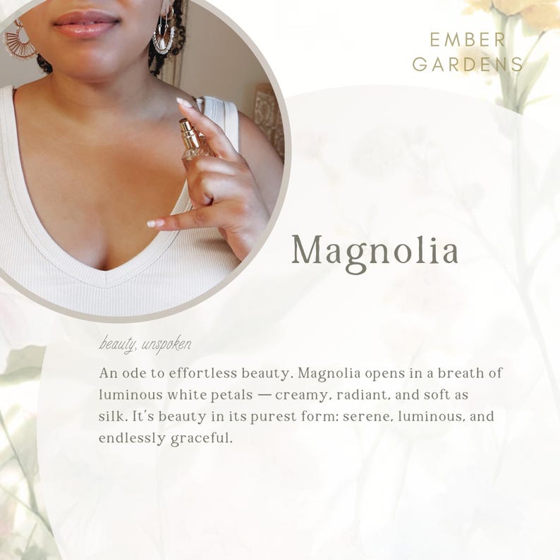 Magnolia Perfume | Handmade Perfume Floral Body Spray | White Flowers Eau de Parfum