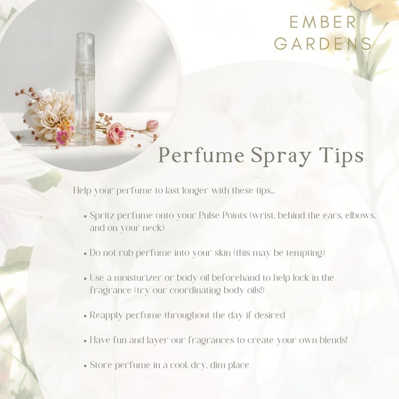 Sampler Perfume Pick Choose Your Sample Bloom | Spray Perfume Tester Perfume Sample Spray Handmade Gift for Girlfriend