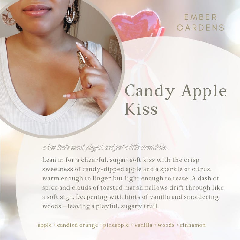 Candy Apple Kiss Perfume | Handmade Gift for Girlfriend | Gourmand Dessert Fragrance | Stocking Stuffer | Eau de Parfum